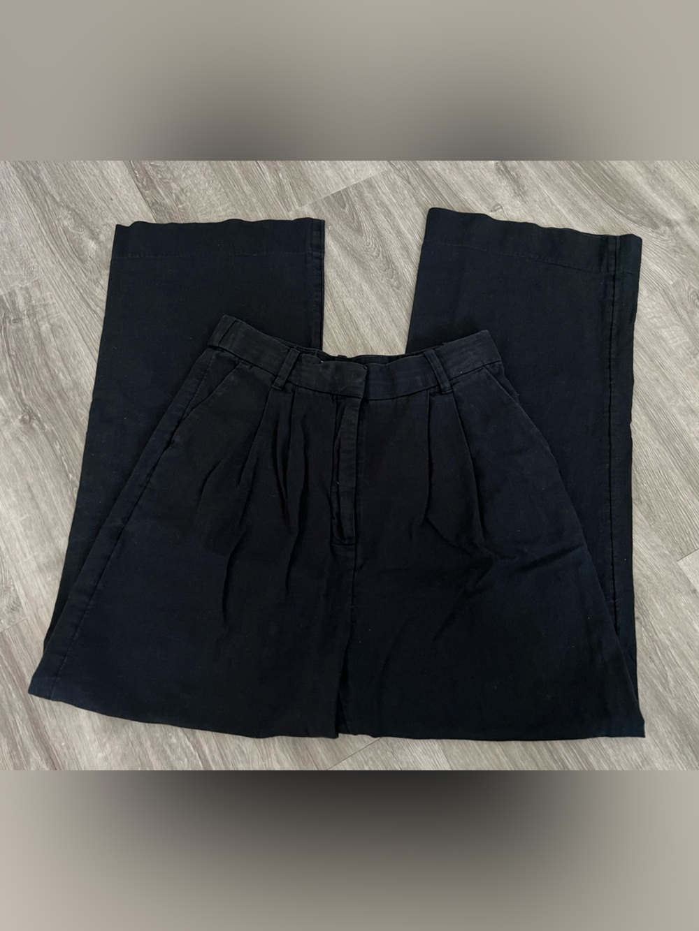 Abercrombie & Fitch Black Linen/Cotton Wide Leg Trousers - Picture 4 of 5